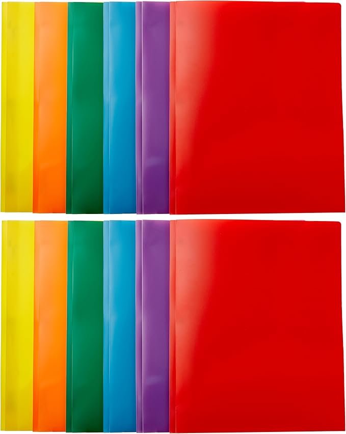 Amazon Basics Heavy Duty Colorful Plastic Folders